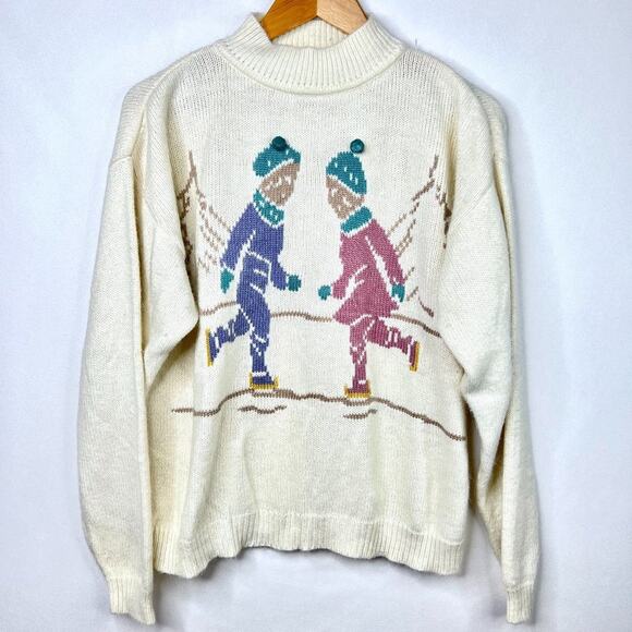 Vintage Russ Studio Wool Blend Ski Knit Sweater Medium - Picture 2 of 9